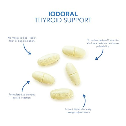 Optimox - Iodoral 6.25 mg – Suplemento de Iodo para Suporte da Tireoide, Comprimidos de Iodeto de Potássio, Solução de Lugol, Vitaminas e Minerais Diários, Comprimidos de Iodo de Alta Potência – 90 Comprimidos 1-Pack