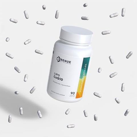 CoQ10 – Coenzima Q10 como Ubiquinol CoQ10 | Suplemento Liposomal de CoQ10 de Alta Potência 200mg | 90 Cápsulas de Co Q10 | Não-OGM - Renue By Science