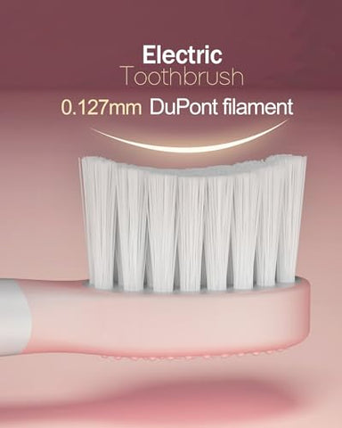 AJELU - Escova de Dentes Elétrica Infantil Sonic para Idades 3, à Prova d’Água IPX7, 3 Modos Inteligentes com Memória, Inclui 8 Cabeças de Escova Substituíveis, Rosa