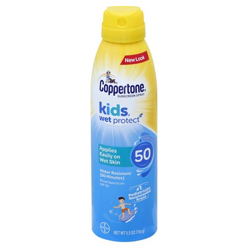 Protetor Solar Spray Coppertone Kids FPS 50, Resistente à Água, Amplo Espectro, 3 Unidades de 155g