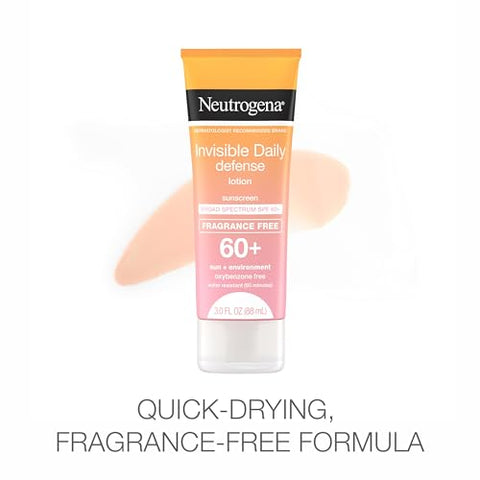 Protetor Solar Neutrogena Invisible Daily Defense FPS 60, Livre de Fragrância e Oxybenzone, 100ml