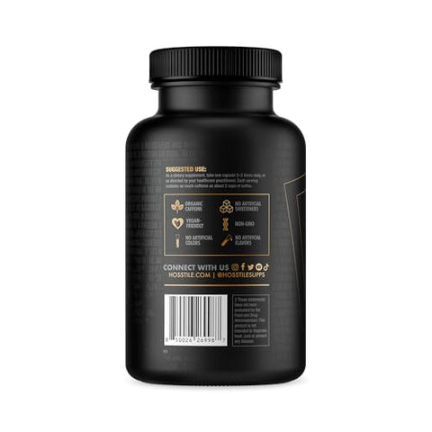 PurCaf Cápsulas de Cafeína Orgânica, Suplemento Energético de Cafeína, Sem Queda ou Nervosismo, Foco Pré-Treino - HOSSTILE