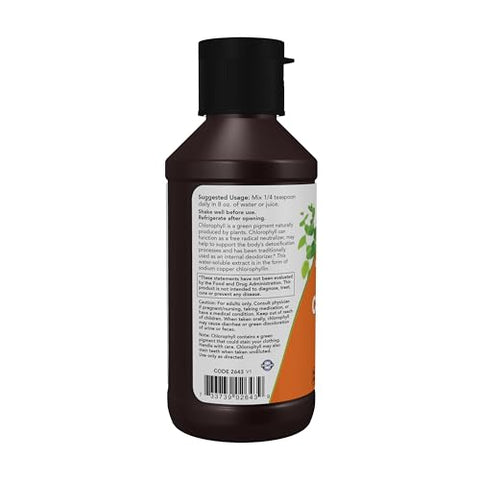 Suplementos, Clorofila Líquida Extra Forte, Sem Sabor, Desodorizador Interno*, Promove Limpeza*, Refresca o Hálito*, Concentração 4X, 118 mL - NOW Foods