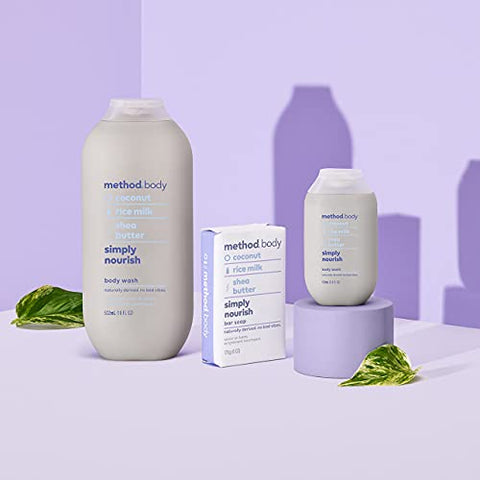 Body Wash Simply Nourish – Fórmula Biodegradável, Livre de Parabenos e Ftalatos, 18 oz (Pack com 3) - Method