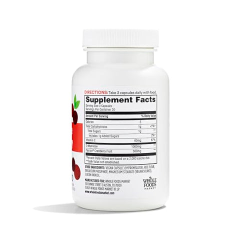 D-Mannose com Cranberry, 90 Cápsulas – Benefícios para a Saúde Urinária - 365 by Whole Foods Market