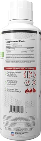 Alpha Supps - L-Carnitina Líquida 3000 mg | Aminoácido sem Estimulantes | 31 Porções (Sabor Melancia)