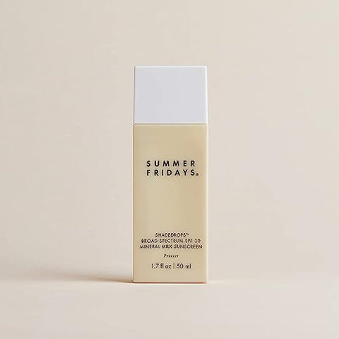 Protetor Solar Mineral Milk ShadeDrops SPF 30 da Summer Fridays – Fórmula Leve e Hidratante com Acabamento Natural (50ml)