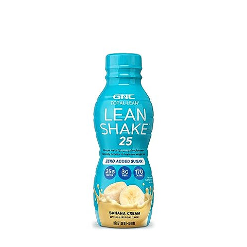 Total Lean Shake 25 – Banana Cream – 12 Garrafas | Emagreça com Saúde | 25g Proteína por Porção - GNC