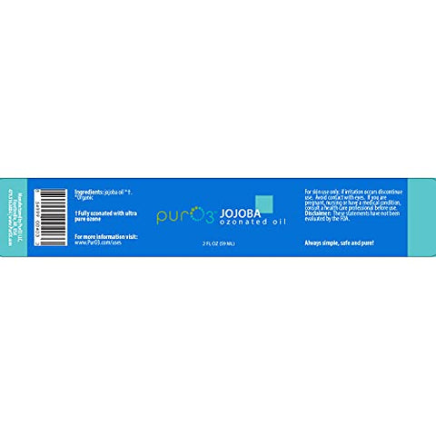 Pur O3 - Óleo de Jojoba Ozonado Puro, Natural e Orgânico – Cuidados com a Pele com Óleo de Jojoba Ozonado, Oxigenado – Óleo de Ozônio em Frasco de Vidro, 60 ml