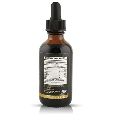 Fulvika - Gotas de Minerais Traços (200 Porções)(Sem Sabor) – 74 Minerais Traços de Humo Puro – Marca: Pure Humic