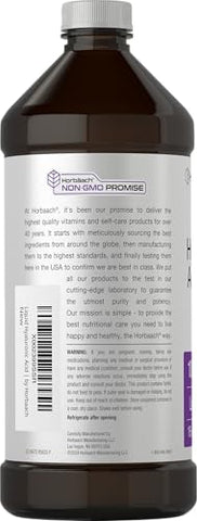 Suplemento de Ácido Hialurônico Líquido | 100 mg | 473 ml | Sabor de Frutas Vermelhas | Fórmula Livre de Transgênicos e Glúten - Horbäach