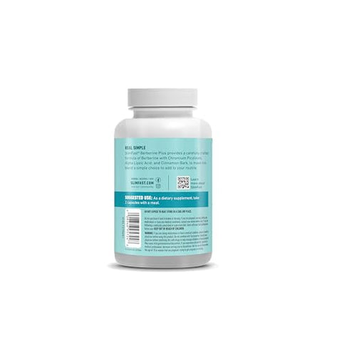 Berberine Plus Capsules – Suplemento de Berberina com Picolinato de Cromo, Ácido Alfa Lipóico e Casca de Canela – 60 Cápsulas, 30 Porções - SlimFast