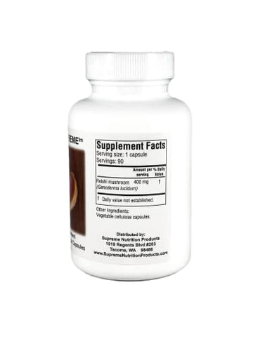 Supreme Nutrition Products - Supreme Nutrition Reishi Supreme – 90 Cápsulas Vegetarianas de Reishi Puro, Potencialize sua Saúde