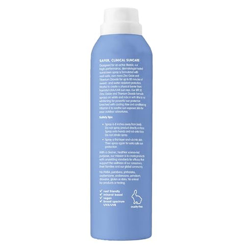 Spray Solar Mineral SPF 50 – Proteção Solar UVA/UVB com Óxido de Zinco Natural – Resistente à Água – 177 ml - Thinksport
