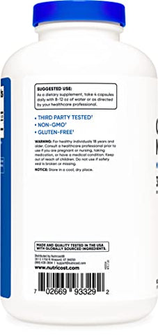 Creatine Monohydrate 3000mg por Porção, (750mg por Cápsula), 500 Cápsulas (2 Frascos) – Aumente seu Desempenho - Nutricost