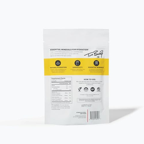 Pó de Suplemento de Eletrólitos em Pó para Hidratação Rápida por Tom Brady-Limonada, 15 Stickpacks. Natural, Fácil de Misturar. Baixo Açúcar, Baixa Caloria, Vegano. Livre de Laticínios, Glúten - TB12