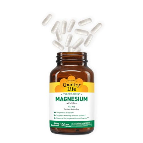Country Life - Target-Mins Magnésio com Sílica 300 mg 120 Cápsulas Vegetarianas