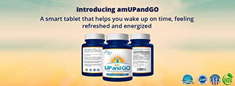 Suplemento Natural para Acordar – Comprimido de Cafeína de Liberação Retardada Patenteado – Facilita Acordar e Levantar da Cama – 30 Comprimidos - amUPandGO