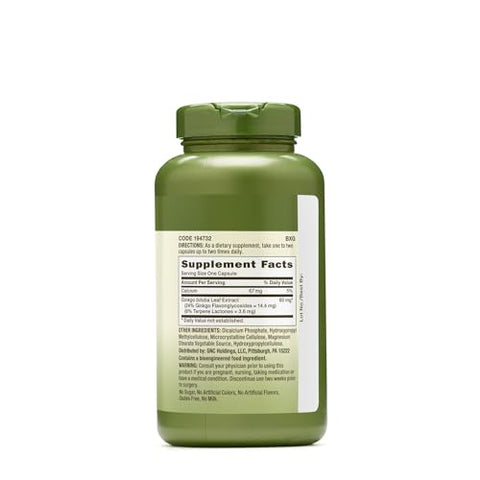 Herbal Plus Ginkgo Biloba 60 MG | Suporte para Mente Ativa | 300 Cápsulas - GNC