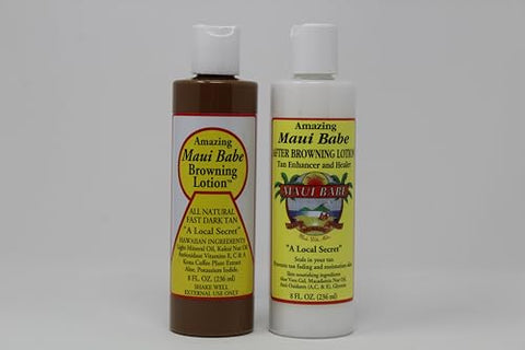 Hawaii Delights - Conjunto de Loção Bronzeadora Best Maui Babe! Inclui Loção Bronzeadora 8 Oz, Loção Pós-Bronzeamento 8 Oz