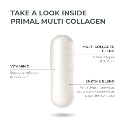 2 Pack – Colágeno Multi Tipo I, II, III, V, X – 120 Cápsulas com Vitamina C para Cabelo, Pele, Unhas – Mulheres e Homens - Primal Harvest