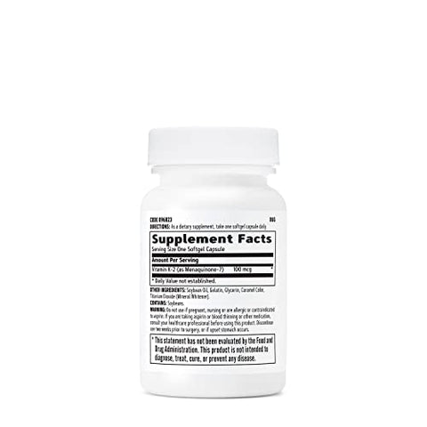 Vitamina K-2 100mcg, 60 Softgels, Suporte à Formação Óssea - GNC