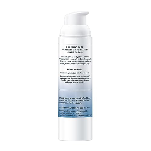 Creme Noturno Hidratante Eucerin Face com Ácido Hialurônico e Provitamina B5, 75ml – Reduz Linhas Finas e Rugas