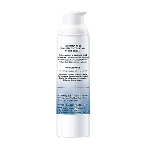 Creme Noturno Hidratante Eucerin Face com Ácido Hialurônico e Provitamina B5, 75ml – Reduz Linhas Finas e Rugas