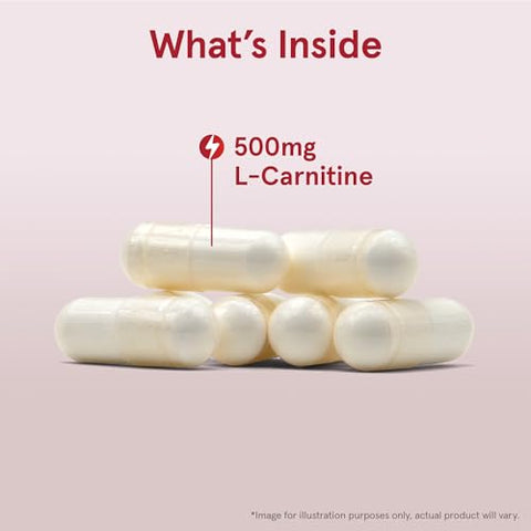 L-Carnitina 500 mg, Suplemento Alimentar, Suporte para Produção de Energia Celular, 100 Cápsulas Vegetais, Fornecimento de 100 Dias - Jarrow Formulas