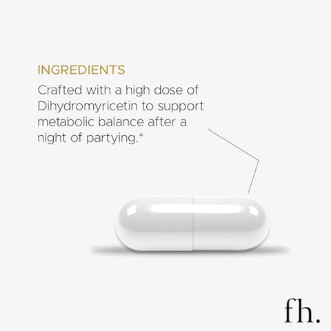 Fuller Health - After Party, Suplemento de Dihidromiricetina | Suporte ao Fígado, Metabolismo, Níveis de Energia, Alívio Pós-Celebração | Sensação de Renovação, 650mg por Cápsula | 1 Frasco, 24 Porções