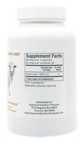 Supreme Nutrition Products - Supreme Nutrition: Fígado de Ovelha 100% Natural, 120 Cápsulas de Fígado Ovino Puro