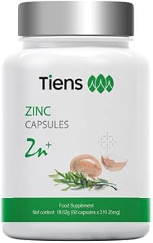 Cápsulas de Zinco 60 Unidades para Cabelos, Pele, Unhas, Visão e Fertilidade – Suplemento de Zinco - Tiens