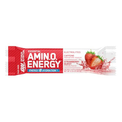 Amino Energy Plus Electrolytes Stick Packs – Pó Energético de Morango, 7 Unidades - Optimum Nutrition