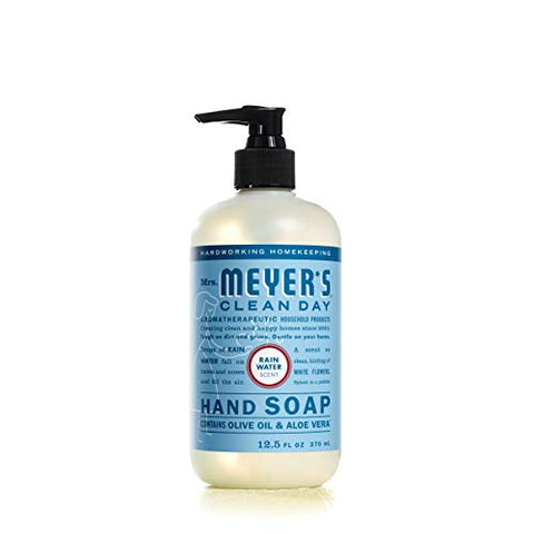 MRS. MEYER'S CLEAN DAY - Sabonete Líquido MRS. MEYER’S CLEAN DAY, Fórmula Biodegradável com Óleos Essenciais, Água da Chuva, 12,5 fl. oz – Pack com 6 unidades