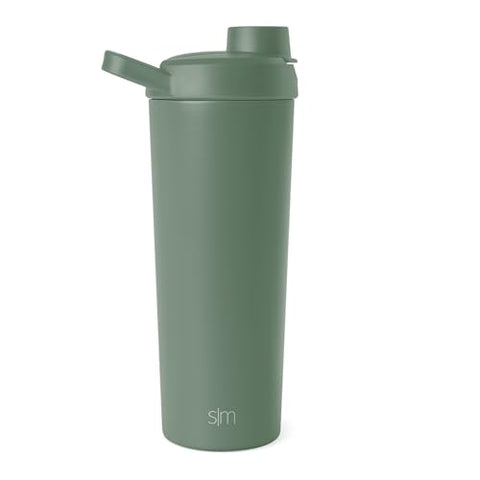 Garrafa Agitadora de Aço Inoxidável Simple Modern 24oz | Copo Isolado de Metal para Misturas de Proteína, Shakes e Pré-Treino | Coleção Rally | Olive Grove