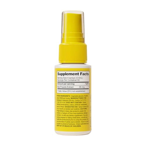 Beekeeper's Naturals - Spray de Garganta de Própolis Beekeeper’s Naturals – 95% Extrato de Própolis de Abelha, Suporte Natural ao Sistema Imunológico