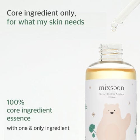 mixsoon - Essência Centella Asiática Soondy Mixsoon, Extrato de Cica, Calmante para Pele Sensível e Irritada, Cuidados com a Pele Coreanos, 100ml