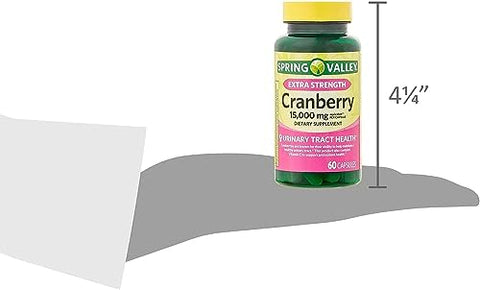 Extra Strength Cranberry Cápsulas Suplemento Alimentar, 15.000mg Equivalente, Sem Glúten, Laticínios, Amendoins e Soja, 60 Unidades - SPEC