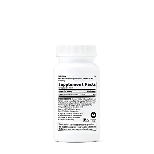 Choline 250mg | Suporte para Saúde Cerebral, Hepática e Cardiovascular | Vegetariano | 100 Comprimidos - GNC