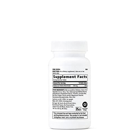 Choline 250mg | Suporte para Saúde Cerebral, Hepática e Cardiovascular | Vegetariano | 100 Comprimidos - GNC