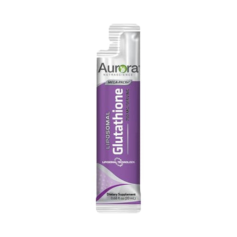 Vida Lifescience - Aurora Nutrascience Mega-Pack Liposomal Glutationa 750 mg, Suporte ao Sistema Imunológico, Antioxidante, 32 Pacotes, Sem OGM, Sem Açúcar, 640 mL