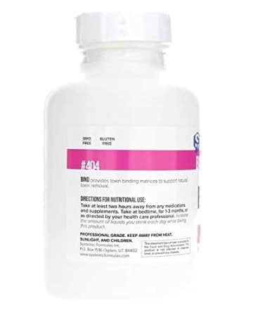 GEOMETAL - Systemic Formulas #404 Bind 120 Cápsulas, Carvão Ativado Poderoso para Limpeza e Saúde Ótima