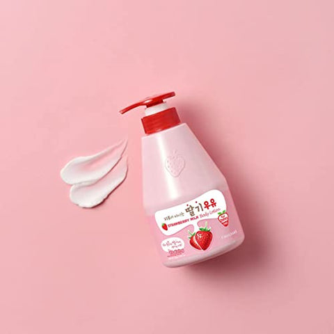 Conjunto de Limpeza Corporal e Loção Corporal WELCOS KWAILNARA Leite (560 g / 19,75 oz. cada) (Morango)