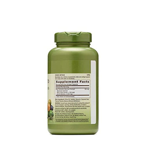 Herbal Plus Extrato de Saw Palmetto 160mg, 200 Cápsulas, Suporte à Saúde da Próstata - GNC