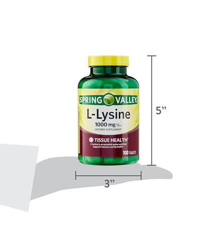 Generic - Lysine 1000mg | 100 Comprimidos | Suporte para Pele, Sistema Imunológico e Produção de Colágeno | Livre de Glúten | Suplemento Nutricional de Aminoácidos L-Lisina para