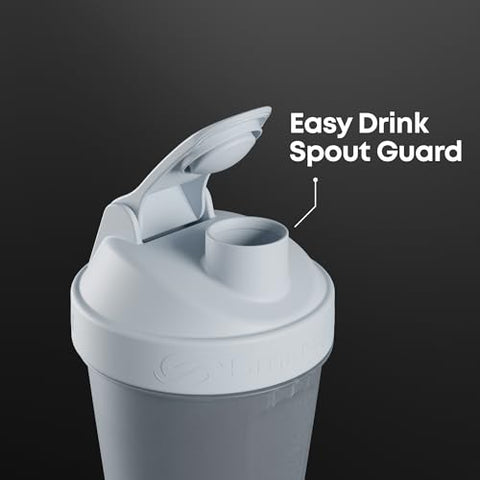 Slim 4-Pack Garrafa Shaker de Proteína 400 ml | 13.5 oz – Armazenamento Incluso – Tampa Rosqueável à Prova de Vazamentos – Livre de BPA – Unissex – Preto, Branco, Cinza Tempestade, Rosa Algodão - Smartshake