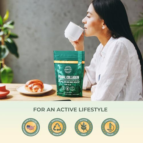 Colágeno em Pó para Mulheres ou Homens – Peptídeos de Colágeno Tipo I – 100g - Primal Harvest