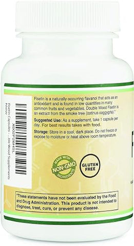 Double Wood Supplements - Fisetin 100mg – Suplemento de Flavonóis Bioativos, 60 Cápsulas (Suplemento de Polifenóis Bioflavonoides Similar a Apigenina, Luteolina e Quercetina) Suporte Anti-Envelhecimento Senolítico por Double