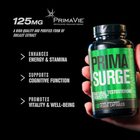 Testosterone Booster for Men PRIMASURGE – com Tongkat Ali, PrimaVie, Ashwagandha – Aumente a Vitalidade, Crescimento Muscular - Jacked Factory
