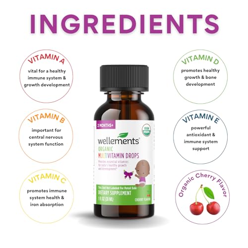 Gotas Multivitamínicas Orgânicas para Bebês | Multivitamina Líquida para Infantes | 30ml - Wellements